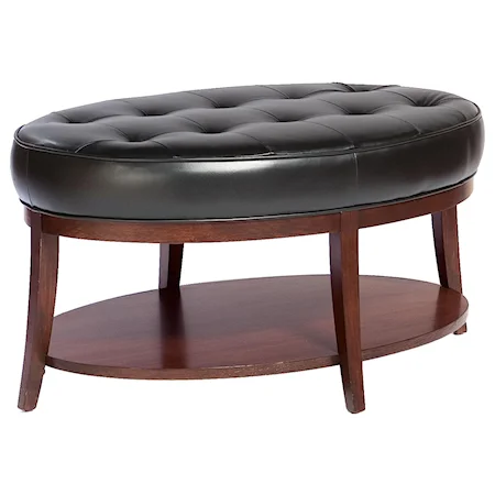 Oval Cocktail Ottoman with Tufted Seat Top